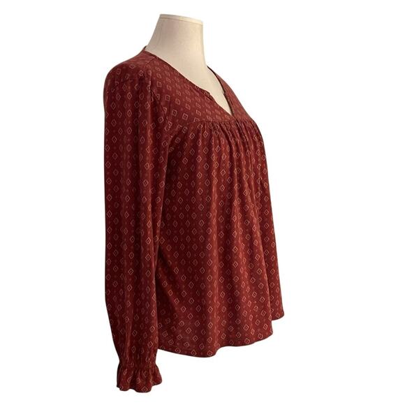 LUCKY BRAND Women’s Red Peasant Top Poet Blouse | Size L/G - Picture 3 of 6
